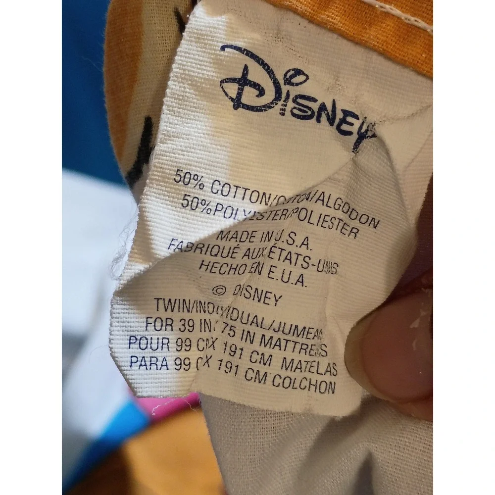 Vintage Disney Winnie the Pooh Piglet Twin Flat Sheet Made in USA Bedding Blue